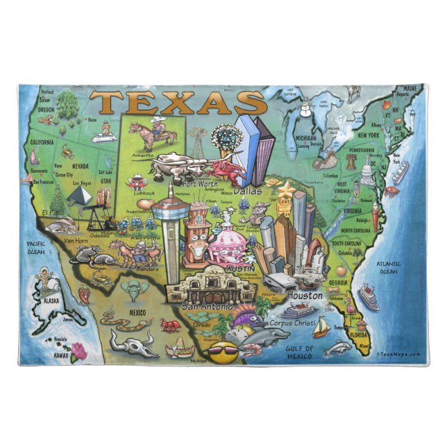 Texas USA Map Cloth Placemat (Front)