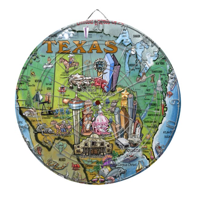 Texas USA Map Dart Board (Front)