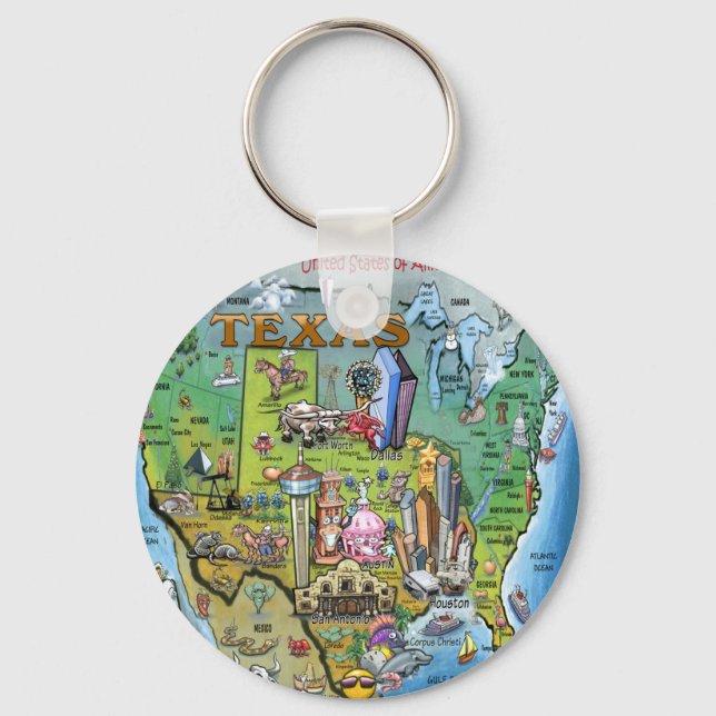 Texas USA Map Keychain (Front)