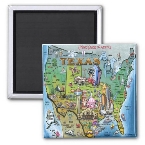 Texas USA Map Magnet
