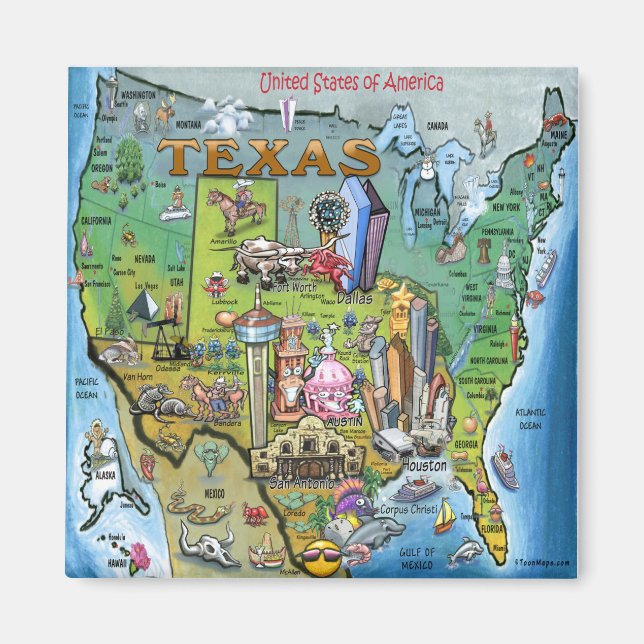Texas USA Map Magnet (Front)
