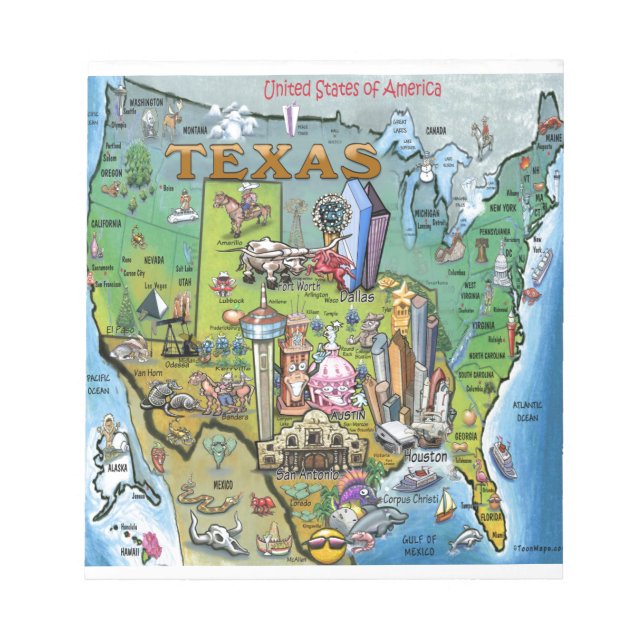 Texas USA Map Notepad (Front)