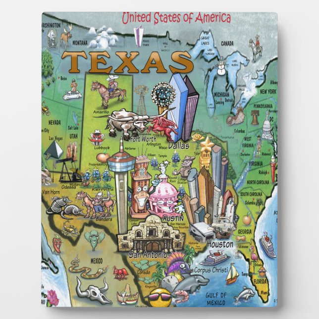 Texas USA Map Plaque (Front)