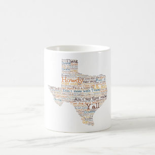 Texas USA Slang Word Art Map Coffee Mug
