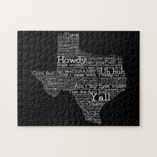 Texas USA Slang Word Art Map Jigsaw Puzzle