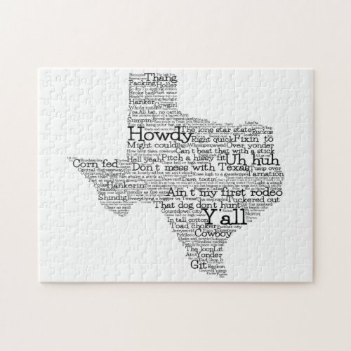 Texas USA Slang Word Art Map Jigsaw Puzzle