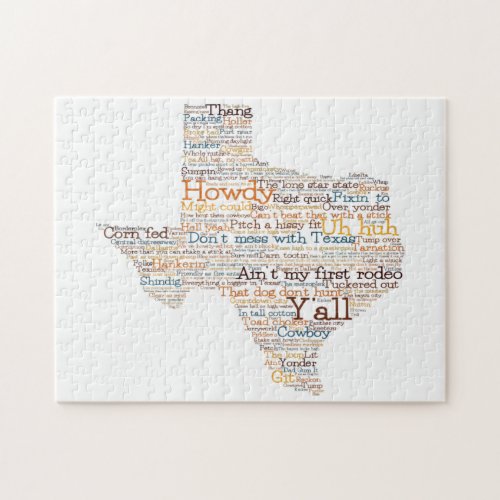 Texas USA Slang Word Art Map Jigsaw Puzzle