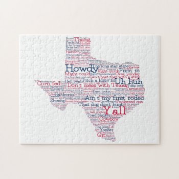 Texas Usa Slang Word Art Map Jigsaw Puzzle by LifeOfRileyDesign at Zazzle