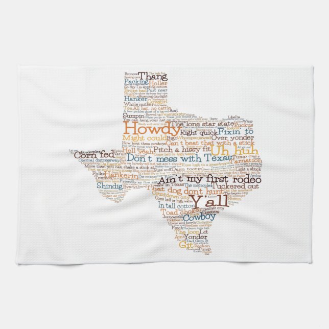 Texas USA Slang Word Art Map Kitchen Towel (Horizontal)