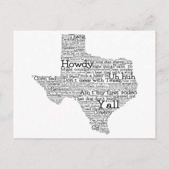 Texas Usa Slang Word Art Map Postcard by LifeOfRileyDesign at Zazzle