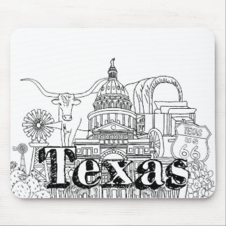 Texas Vacation Art Drawing Vacation Art Traveling Mouse Pad