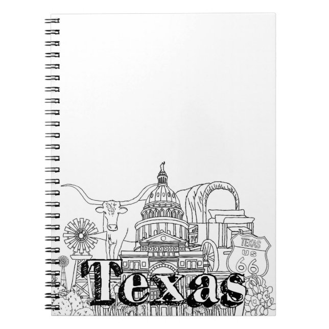Texas Vacation Art Drawing Vacation Art Traveling Notebook (Front)