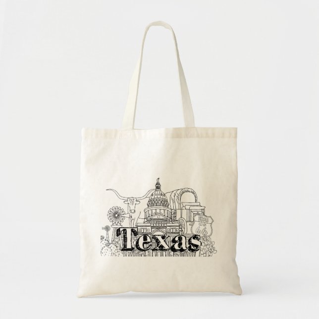 Texas Vacation Art Drawing Vacation Art Traveling Tote Bag (Front)