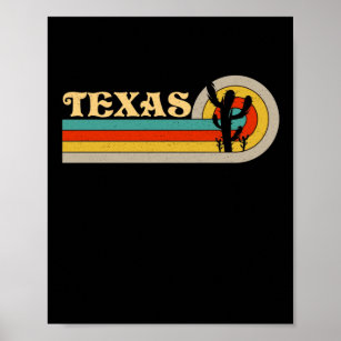 Texas Vintage 1980s Style Desert Poster