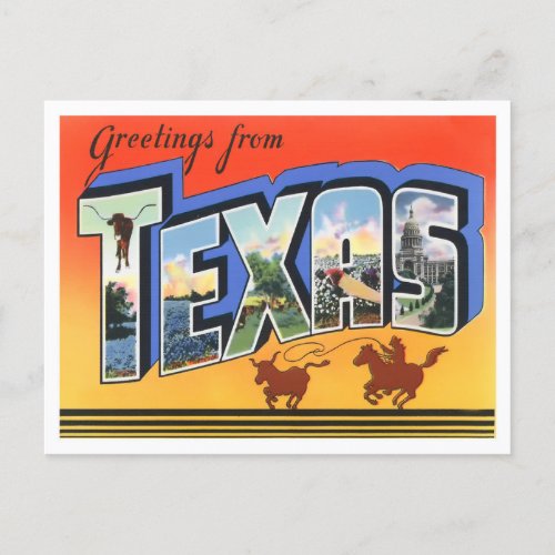 Texas Vintage Big Letters Postcard