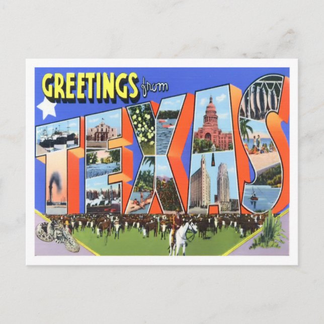 Texas Vintage Big Letters Postcard (Front)
