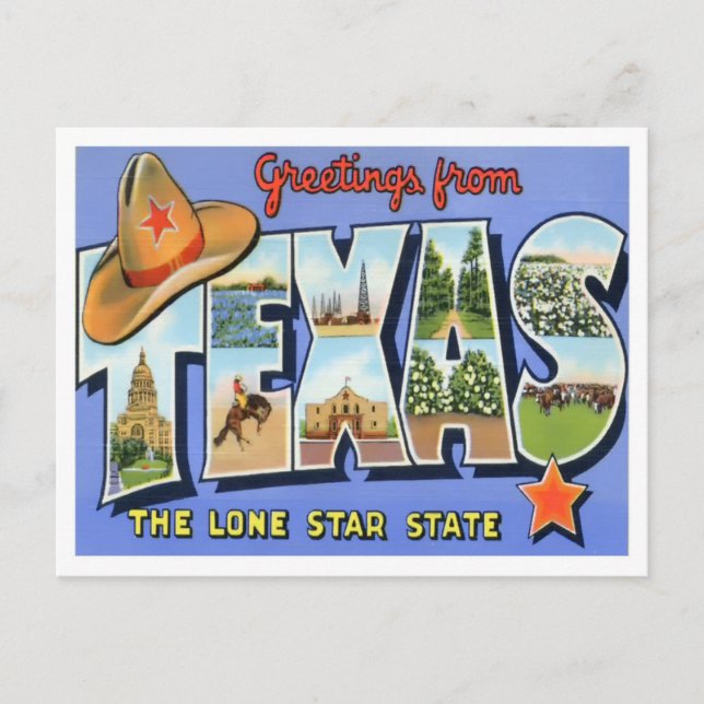 Texas Vintage Big Letters Postcard (Front)