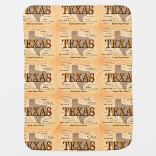 Texas Vintage Map Baby Blanket