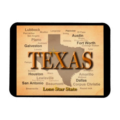 Texas Vintage Map Magnet