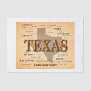 Texas Vintage Map Tissue Paper