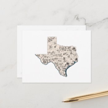 Texas Vintage Picture Map Antique State Chart Postcard by PNGDesign at Zazzle