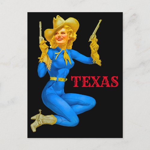 Texas Vintage Pin up  Art  Postcard