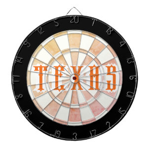 TEXAS Vintage Rustic Style Orange Text Dart Board