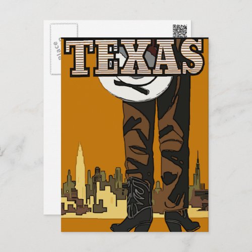 TEXAS Vintage Travel Art  Postcard