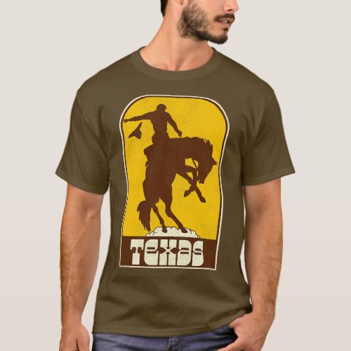 Texas Vintage Western Cowboy Rodeo Travel Souvenir T_Shirt
