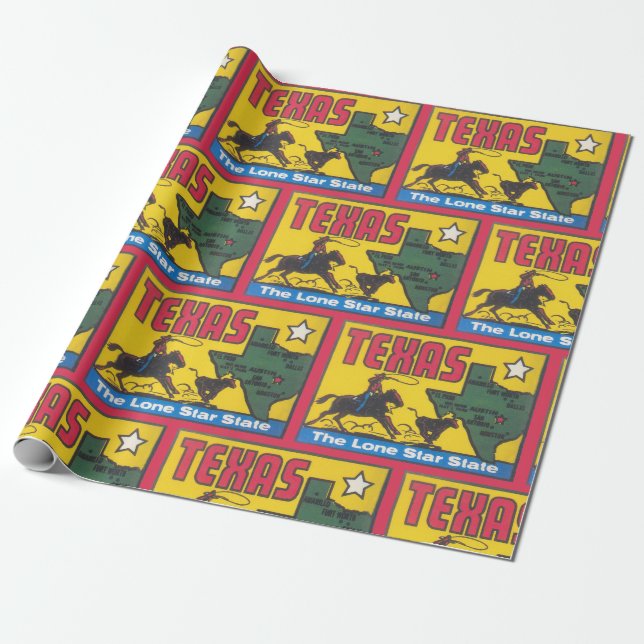 Texas vintage with cowboy wrapping paper (Unrolled)