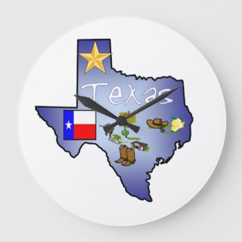 Texas Wall Clock by slowtownemarketplace at Zazzle