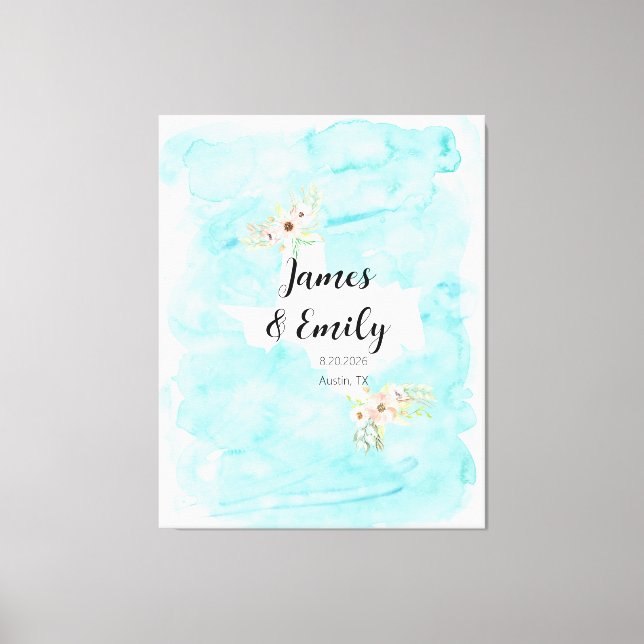 Texas Watercolor Wedding Guest Book Alternative (Front)