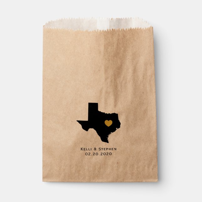 Texas Wedding Favor Treat Sacks, Gift Bags (Front)