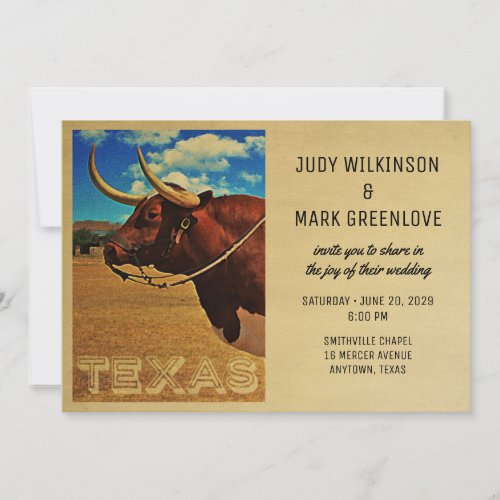 Texas Wedding Invitation Vintage Country Western