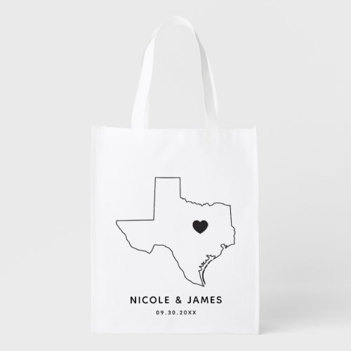 Texas Wedding Welcome Bag Map Tote Black Bag