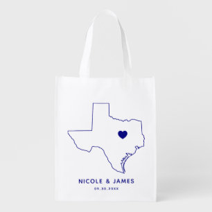 Texas Wedding Welcome Bag, Navy Map Tote