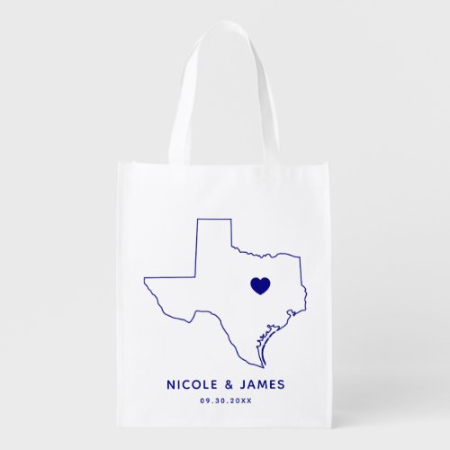 Texas Wedding Welcome Bag Navy Map Tote