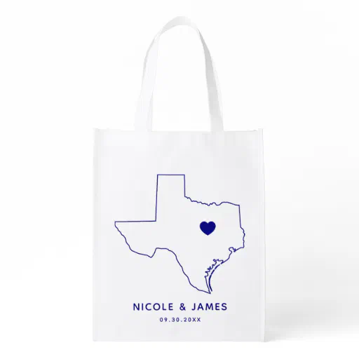 Texas Wedding Welcome Bag, Navy Map Tote