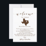 Texas Wedding Welcome Card, Letter and Itinerary<br><div class="desc">This modern and elegant card / gift enclosure is the perfect addition to your hotel welcome bags. Enter the main events and a customized note to help your guests navigate the weekend. It allows you to enter all the information you need,  then just slip in your tote bags!</div>