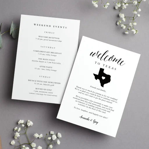 Texas Wedding Welcome Letter &amp; Itinerary