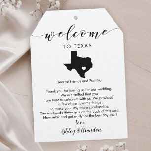 Texas Wedding Welcome Tag, Letter and Itinerary