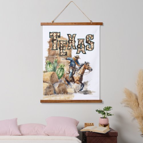 Texas western cowboy rodeo horse hay bale hanging tapestry