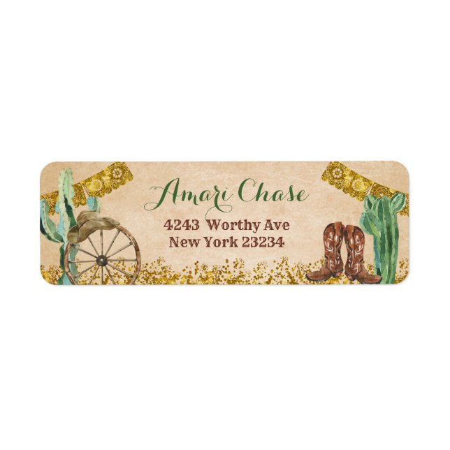 Texas Western Cowboy Rustic Birthday Address Label (Front)