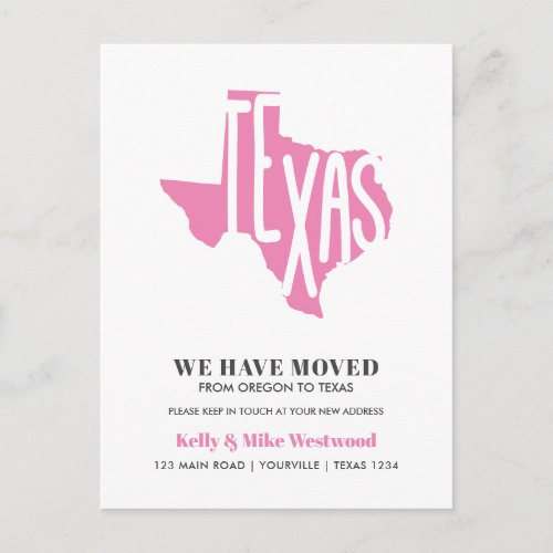 TEXAS  Weve moved New address New Home Postcard