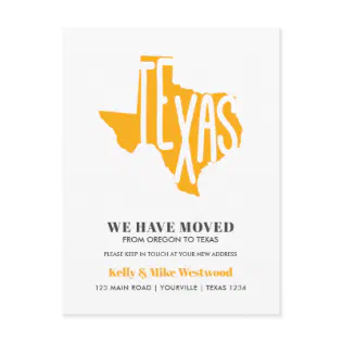 TEXAS  We've moved New address New Home Postcard