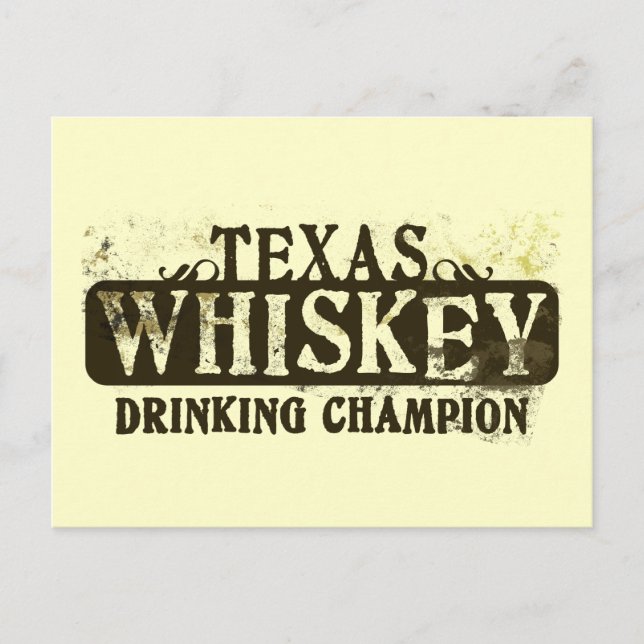 Texas Whiskey Drinking Champion Postcard (Front)