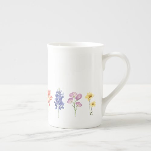 Texas Wild Flowers _ Indian Paintbrush Bluebonnet Bone China Mug