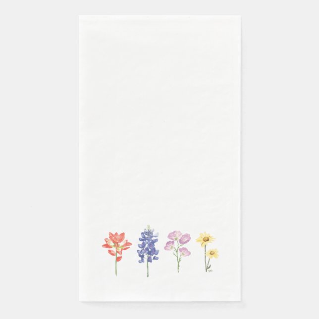 Texas Wild Flowers - Indian Paintbrush, Bluebonnet Paper Guest Towels (Front)