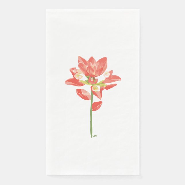 Texas Wild Flowers - Indian Paintbrush, orange Paper Guest Towels (Front)