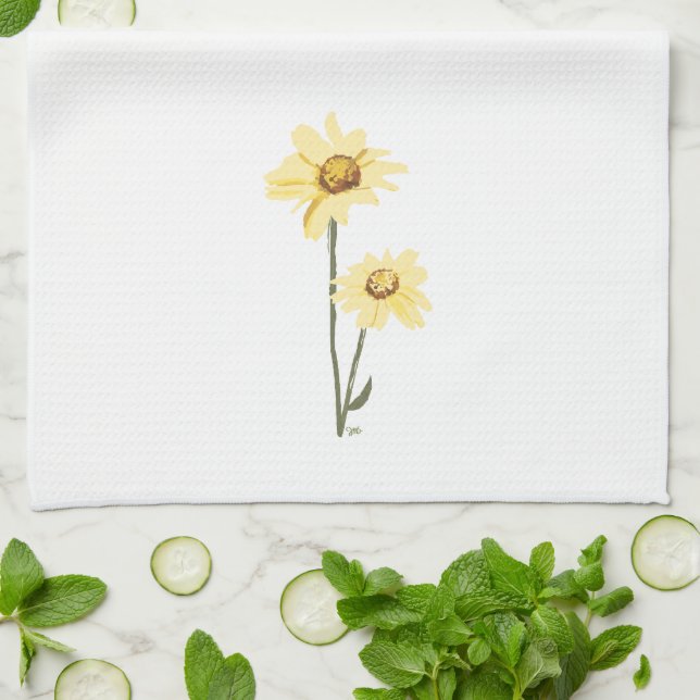 Texas Wild Flowers – Sunflower, yellow Kitchen Towel (Folded)